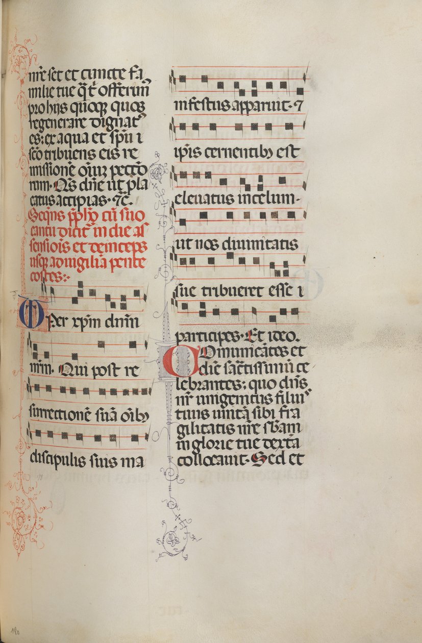 Messale: Fol. 180: Musica per varie preghiere ordinarie, 1469 da Bartolomeo Caporali