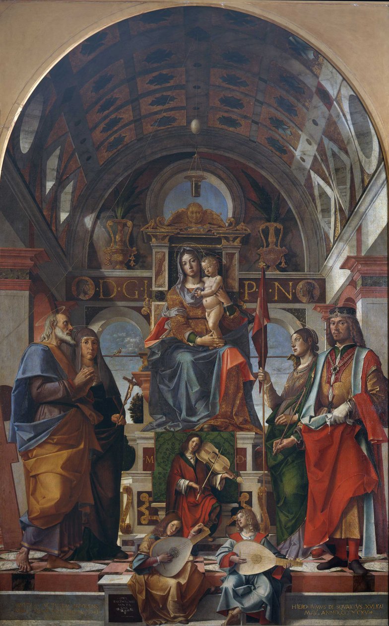 La Vergine e il Bambino in trono con santi e angeli che fanno musica, 1499 da Bartolomeo Montagna