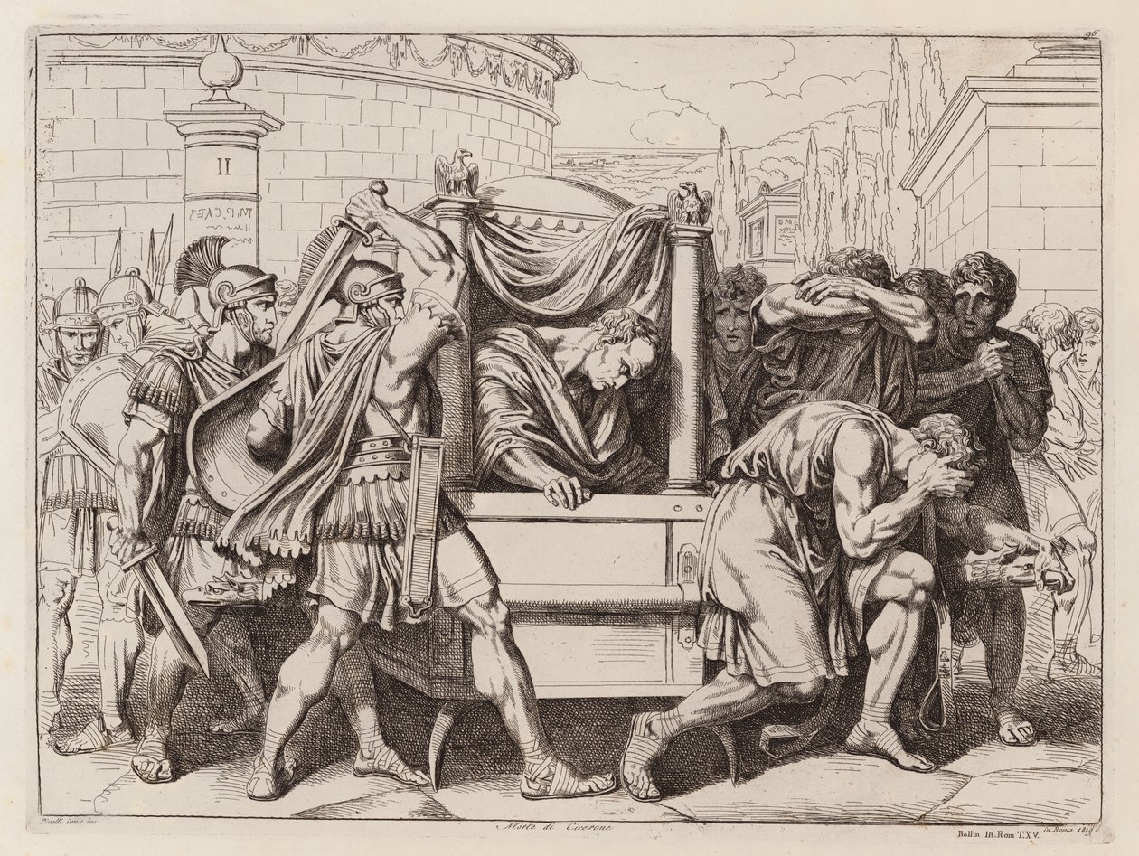 Morte di Cicerone, 43 a.C. (acquaforte) da Bartolomeo Pinelli