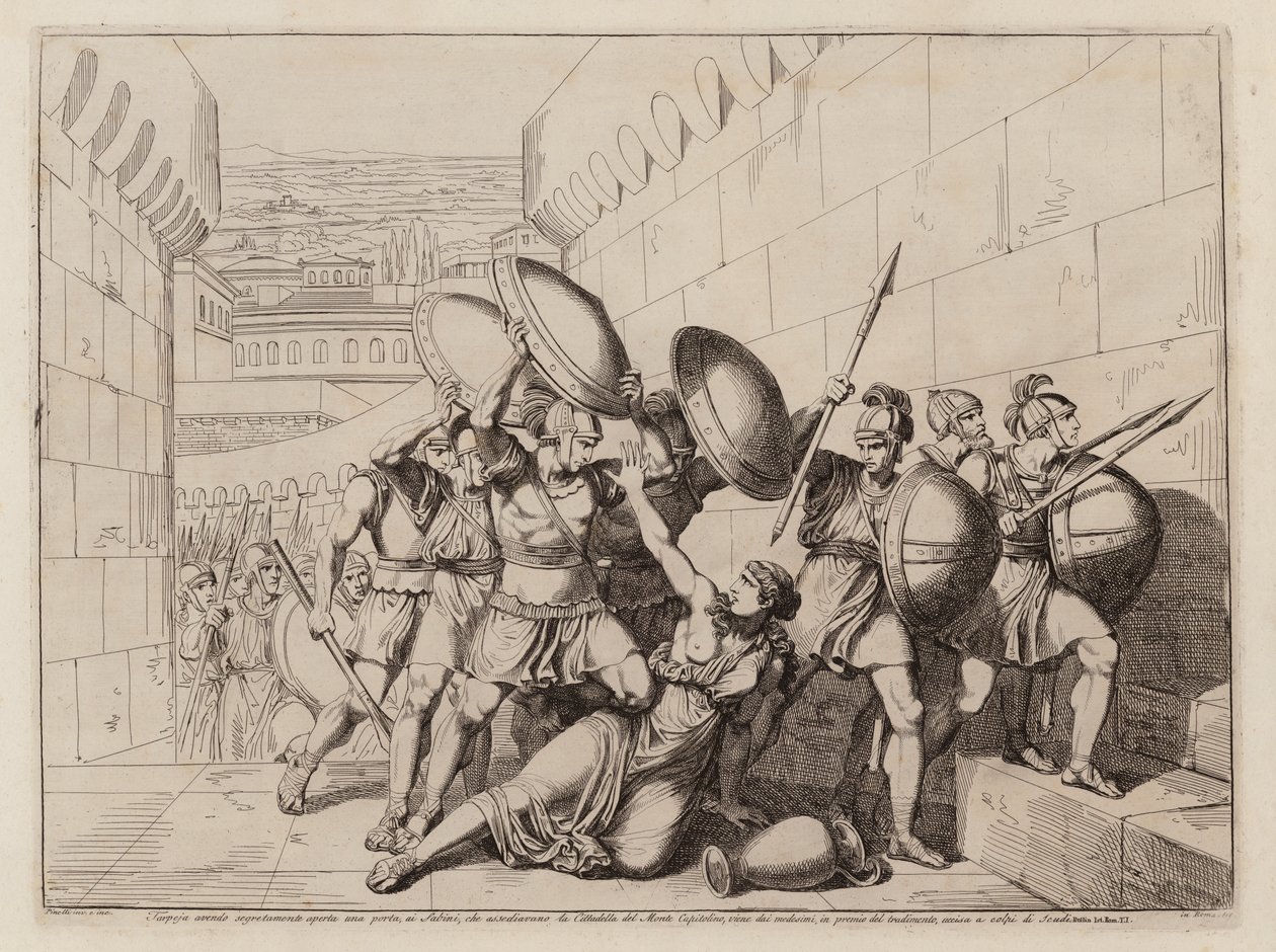 Morte di Tarpea (acquaforte) da Bartolomeo Pinelli