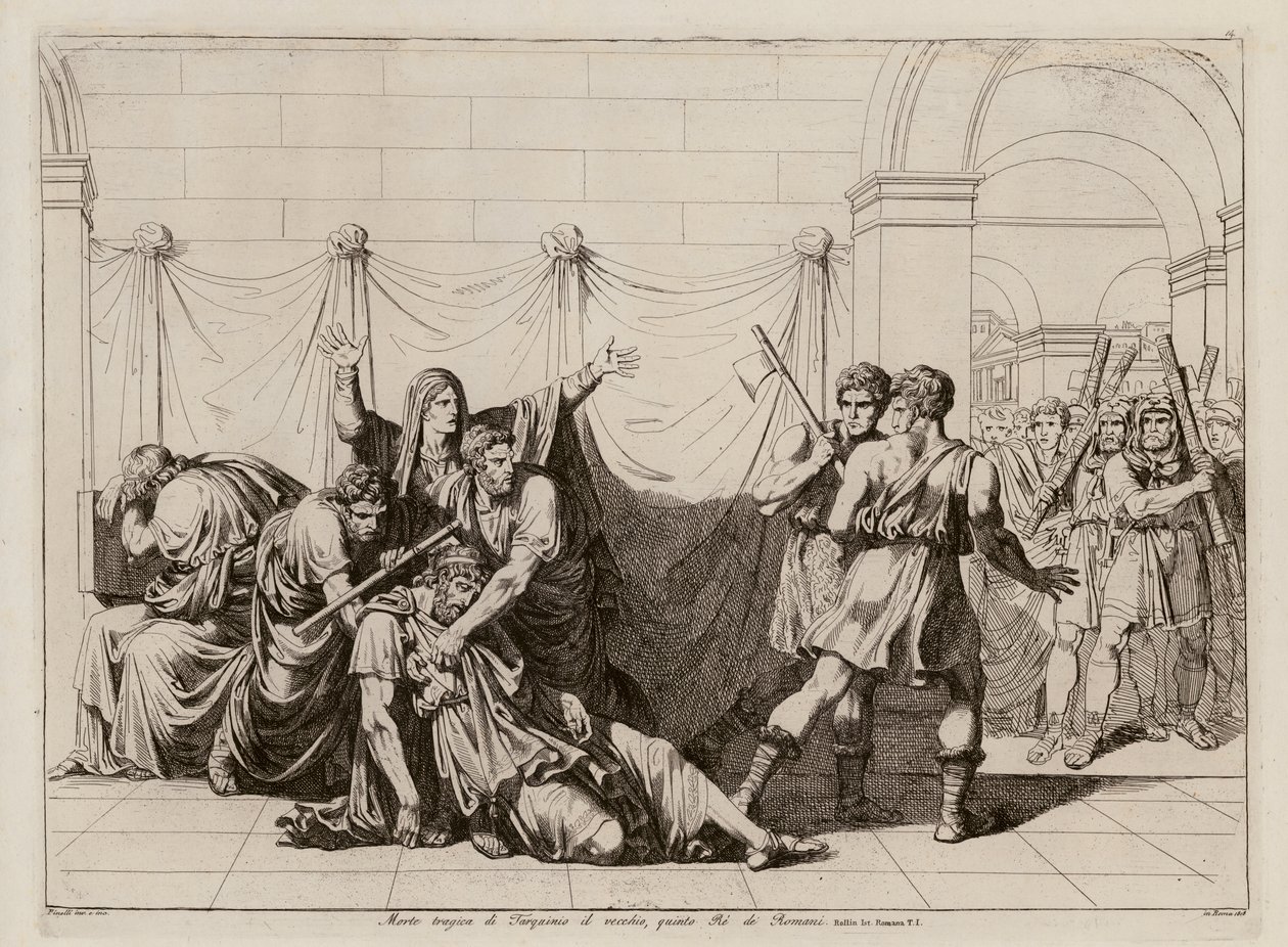 Morte di Tarquinio il Vecchio (acquaforte) da Bartolomeo Pinelli