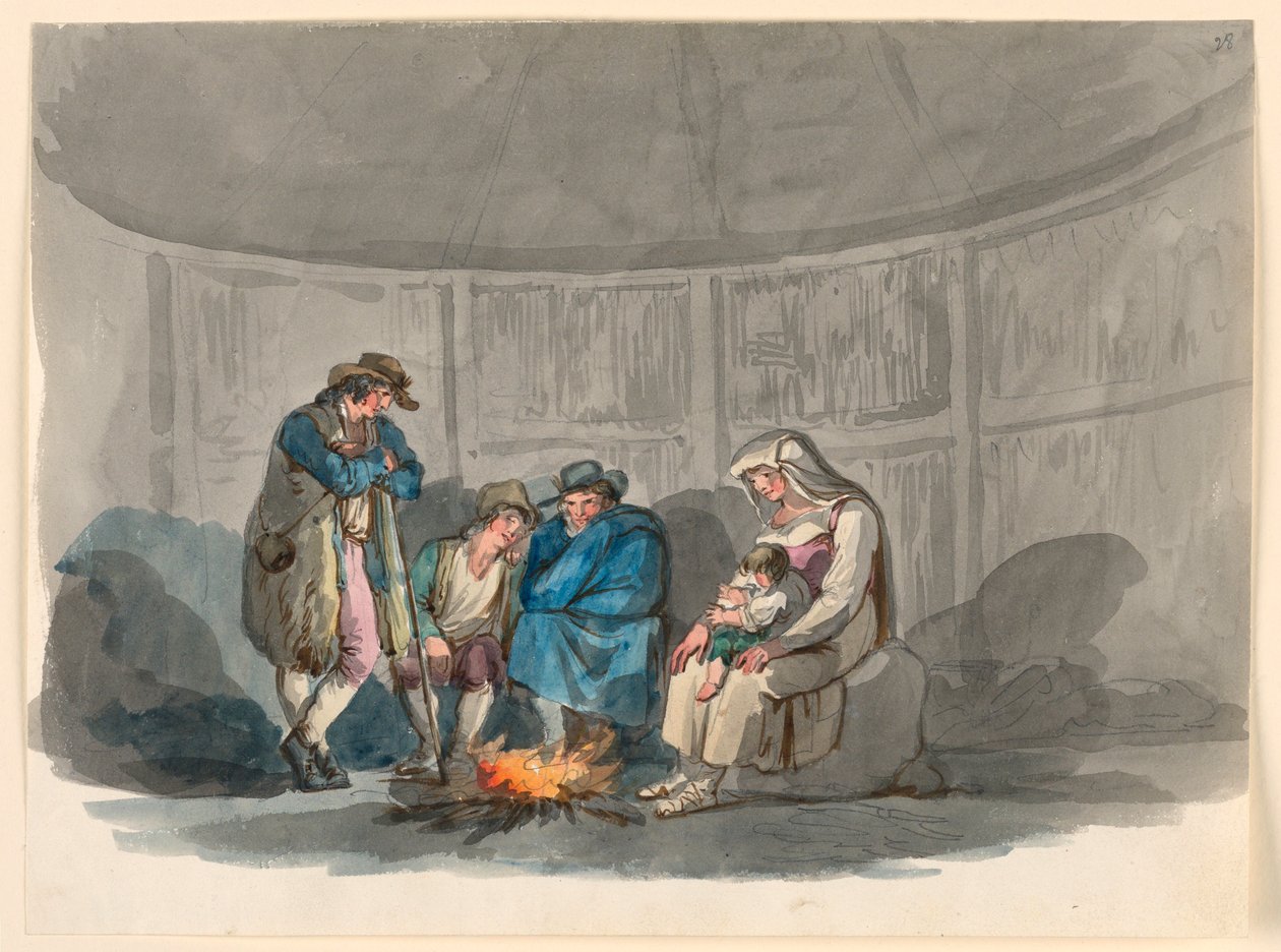 Disegno, Una famiglia di pastori di notte, 1807-08 da Bartolomeo Pinelli