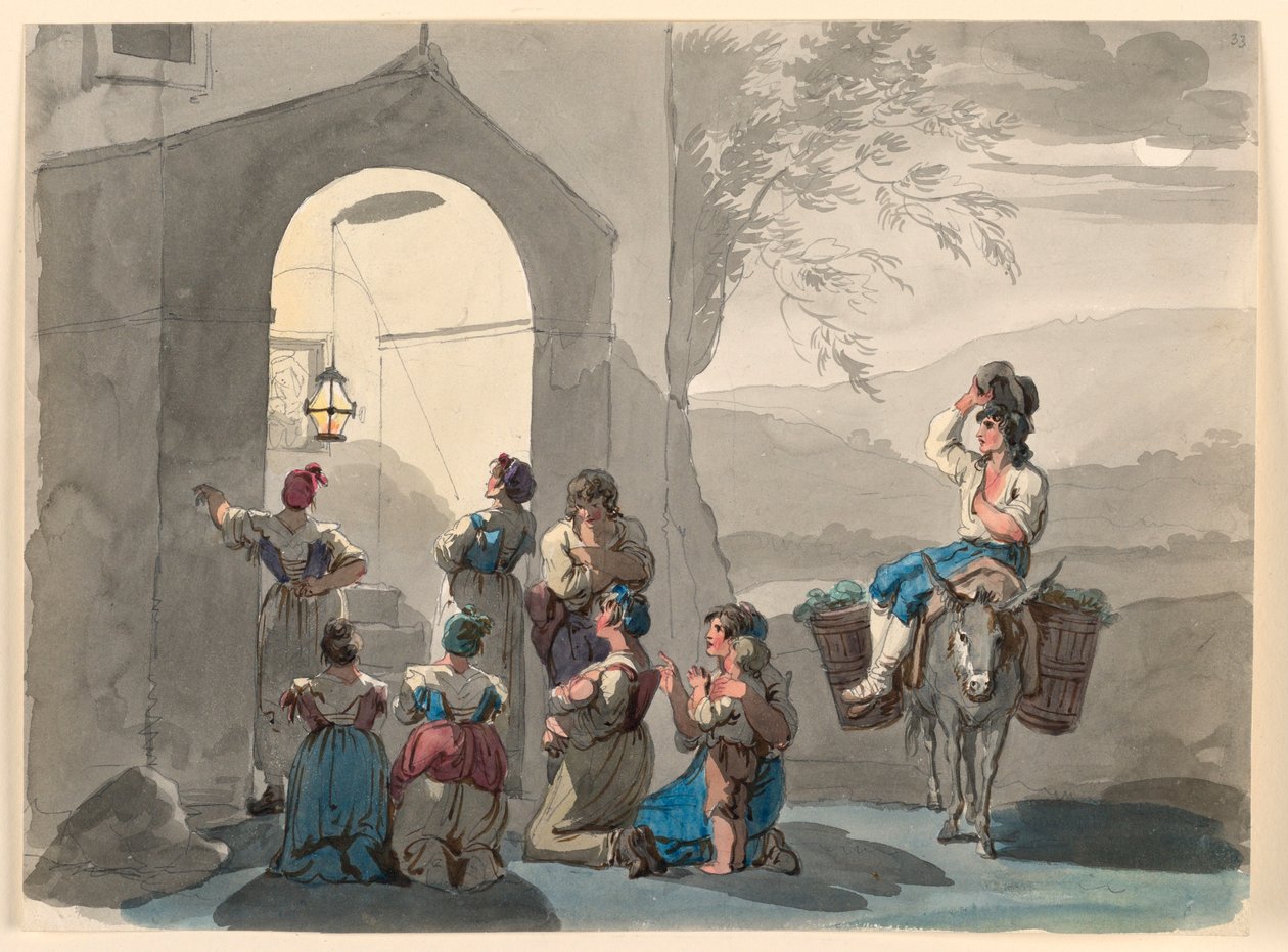 Disegno, Ave Maria a Tivoli, 1807-08 da Bartolomeo Pinelli