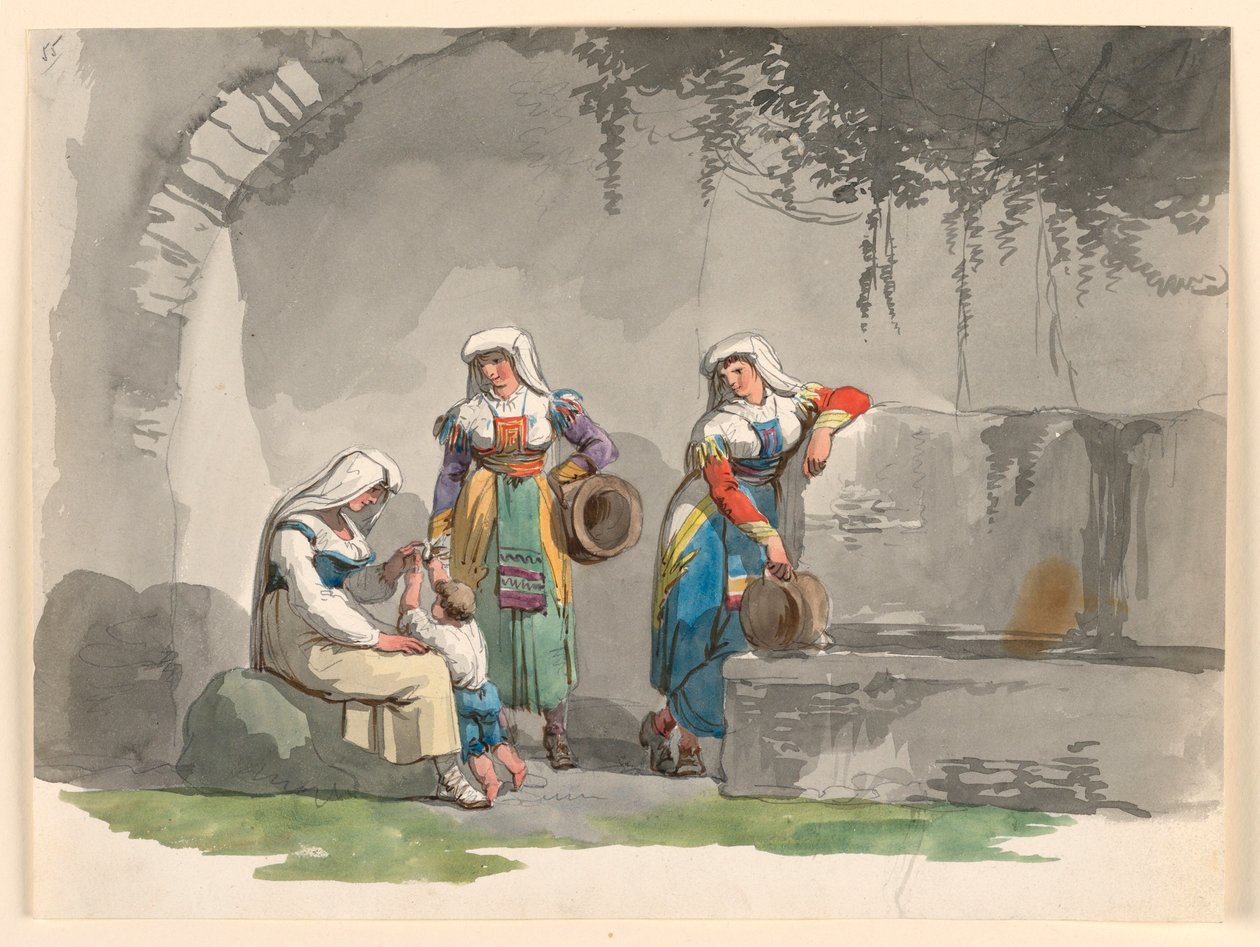 Disegno, Tre donne del Sud Italia, 1807-08 da Bartolomeo Pinelli