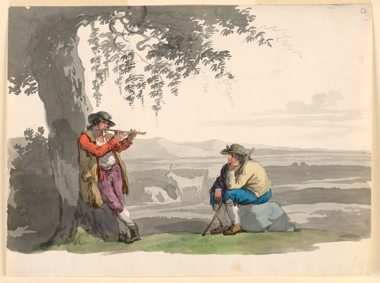Disegno, Due pastori in campagna, 1807-08 da Bartolomeo Pinelli