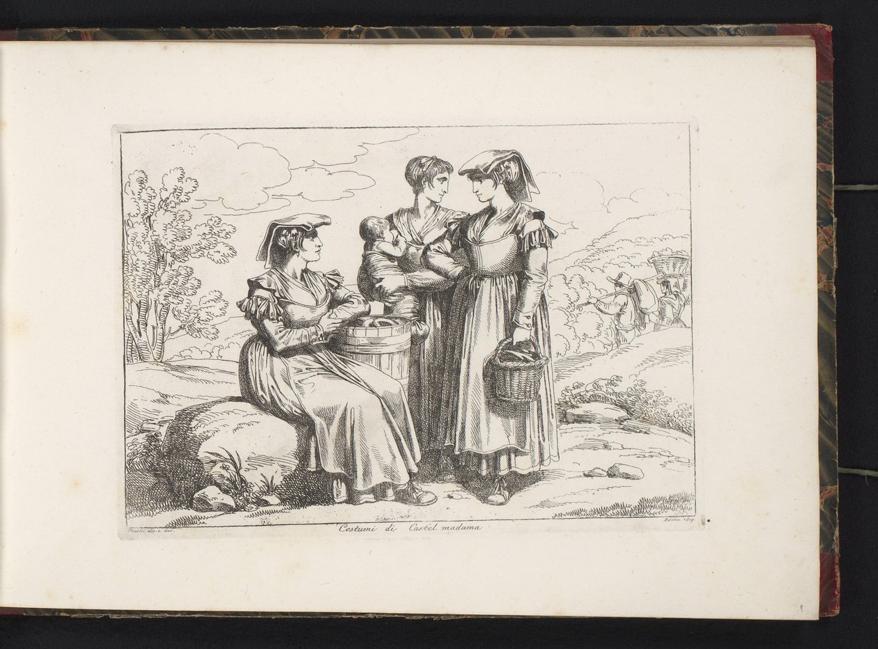 Tre donne e un bambino di Castel Madama da Bartolomeo Pinelli