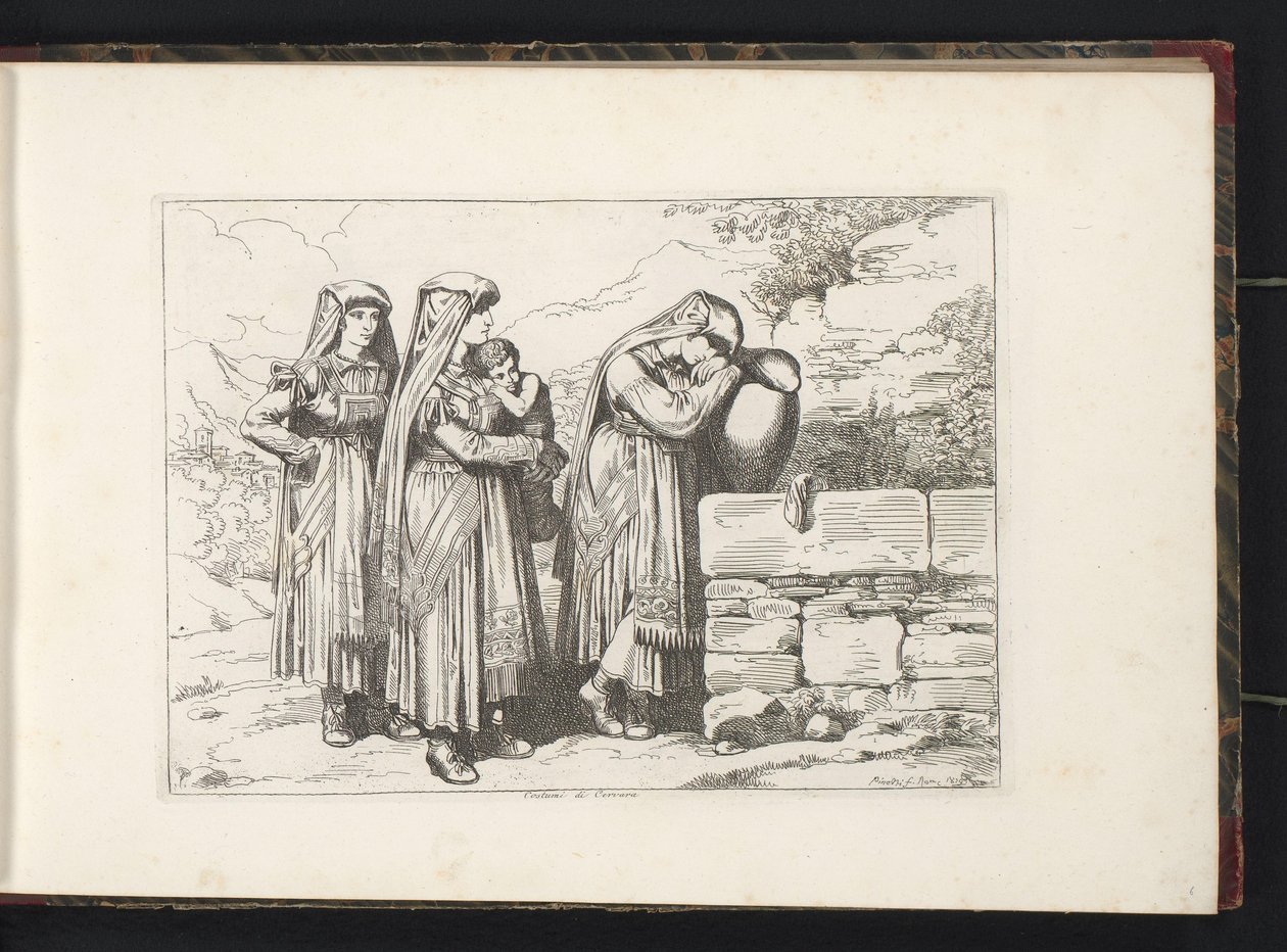 Tre donne e un bambino di Cervara di Roma da Bartolomeo Pinelli