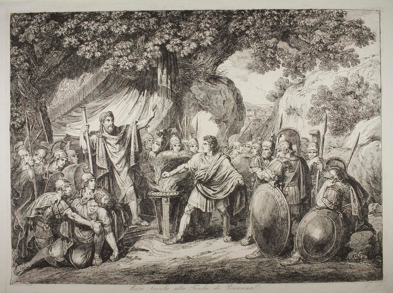Gaio Mucio Scaevola alla presenza di Lars Porsena da Bartolomeo Pinelli