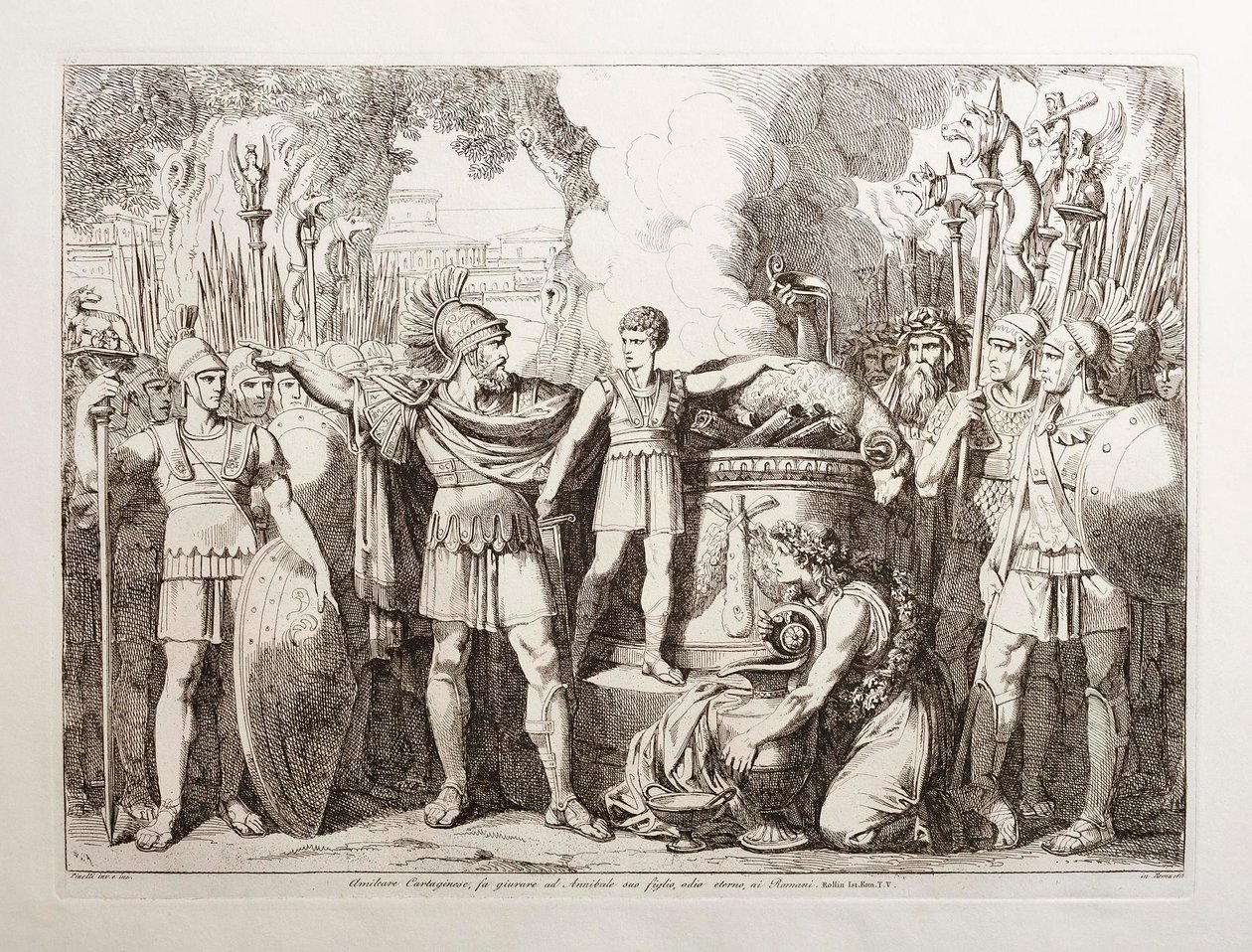 Amilcare Barca fa giurare a suo figlio Annibale odio eterno verso i Romani da Bartolomeo Pinelli