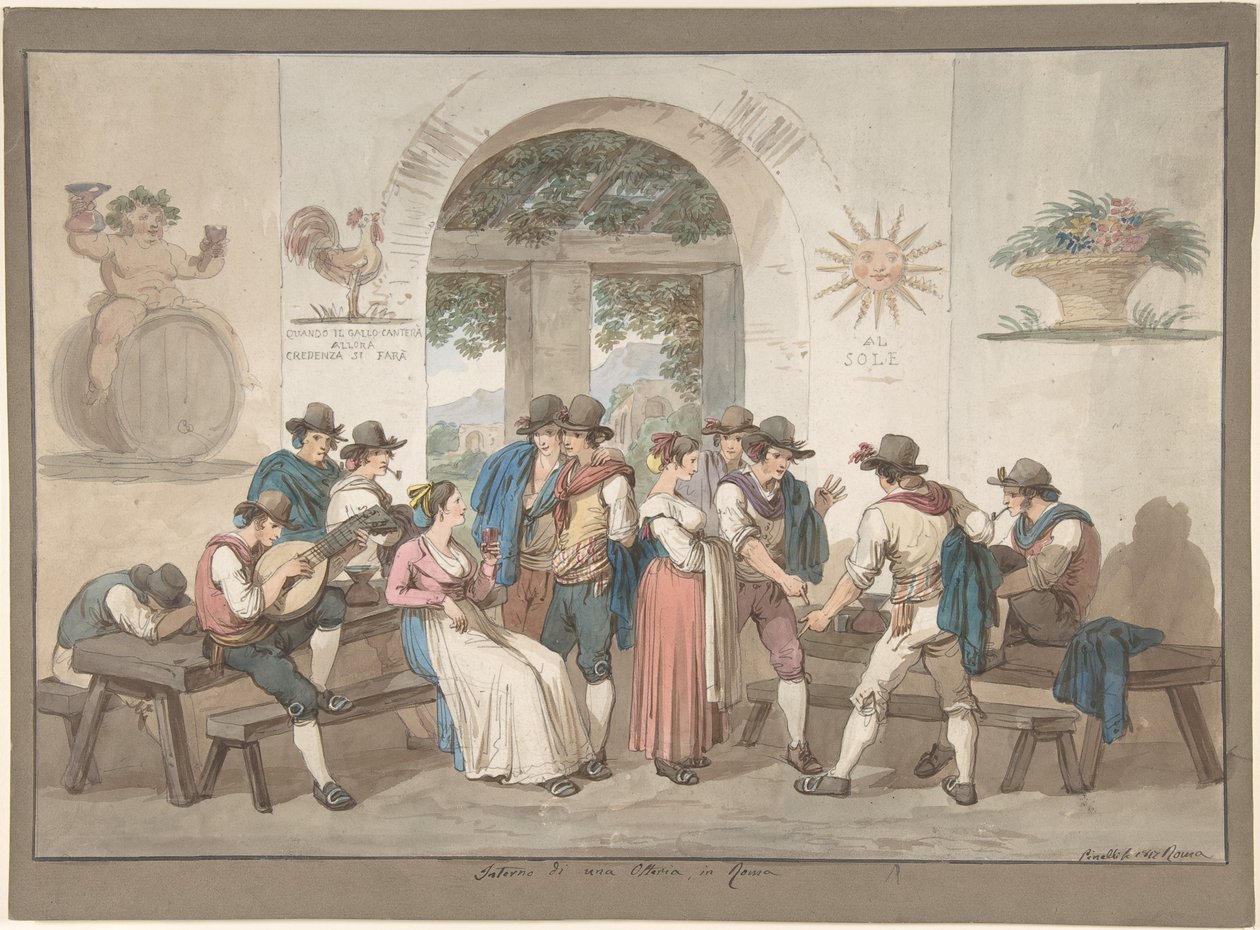 Interno di una locanda romana da Bartolomeo Pinelli