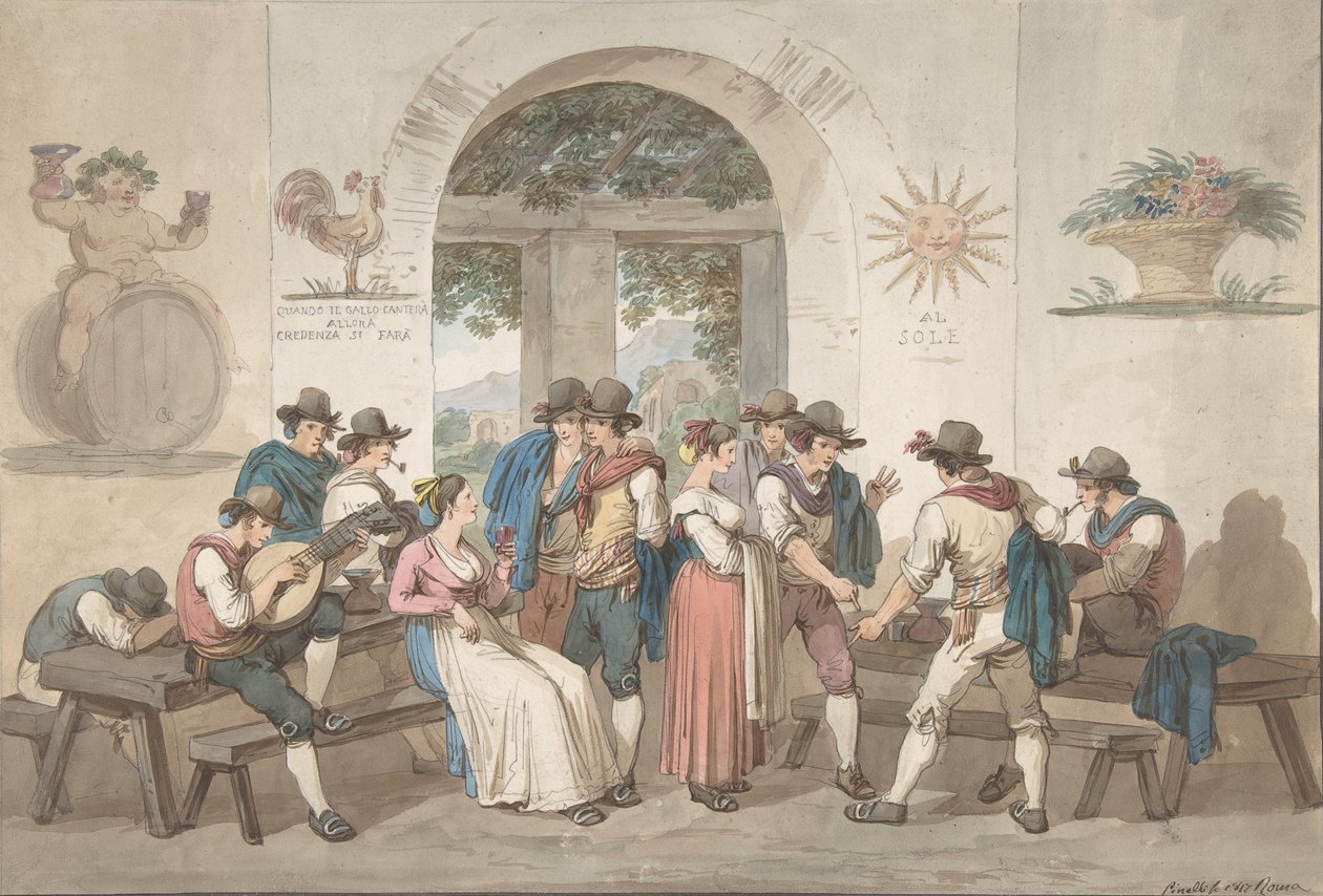 Interno di una locanda romana, 1817 da Bartolomeo Pinelli