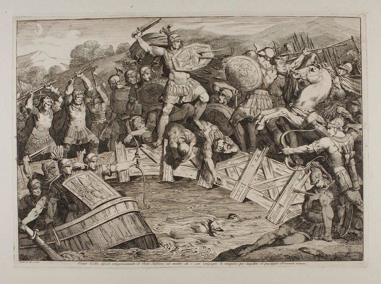 Orazio Coclite Fights on Ponte Sublico da Bartolomeo Pinelli