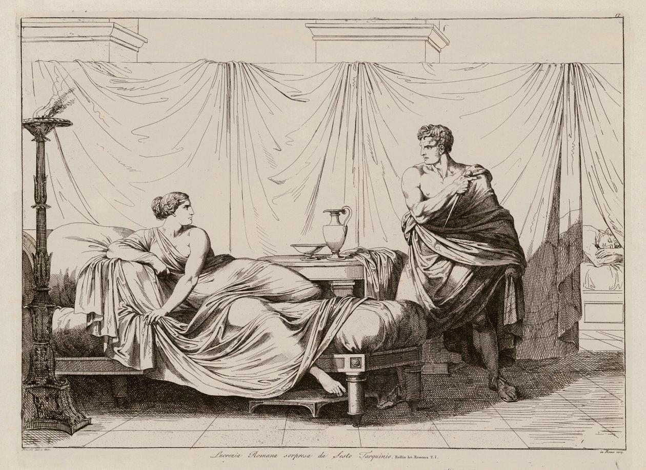 Ratto di Lucrezia di Sesto Tarquinio (acquaforte) da Bartolomeo Pinelli