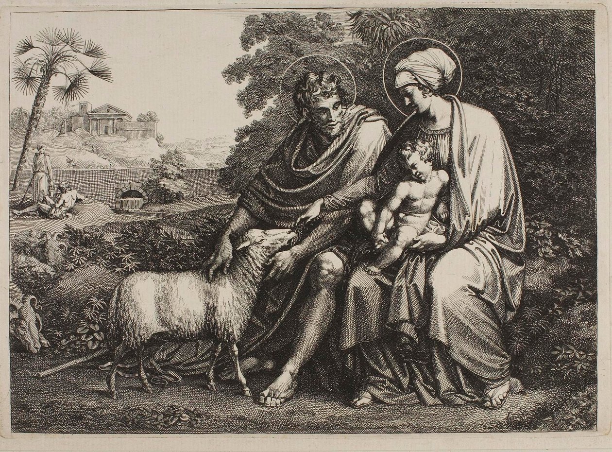 Riposo durante la fuga in Egitto da Bartolomeo Pinelli