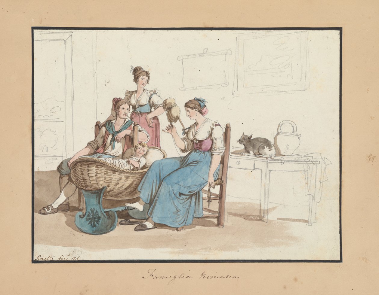 Famiglia romana, studio per costumi e usanze romane da Bartolomeo Pinelli