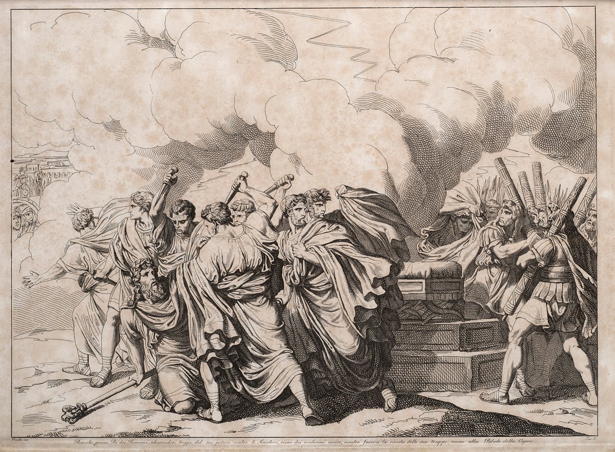 Romolo assassinato dai senatori, 1818 da Bartolomeo Pinelli