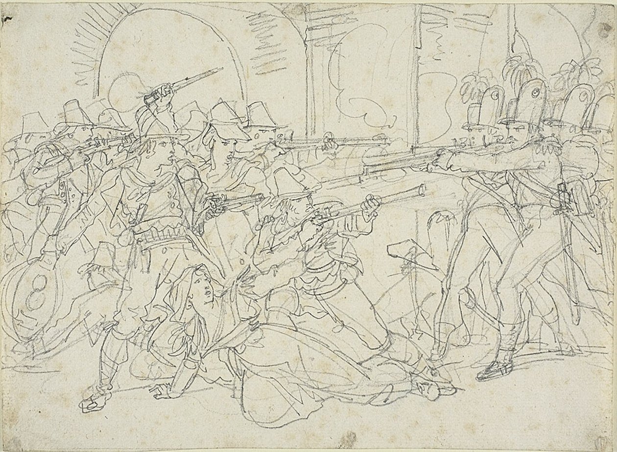 Studio per le vicende della vita di Massaroni, un bandito italiano da Bartolomeo Pinelli