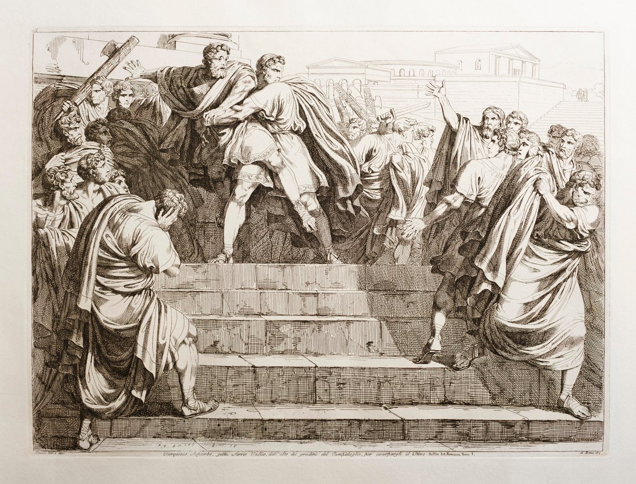 Tarquinio il Superbo getta Servio Tullio giù dalle scale del Campidoglio da Bartolomeo Pinelli