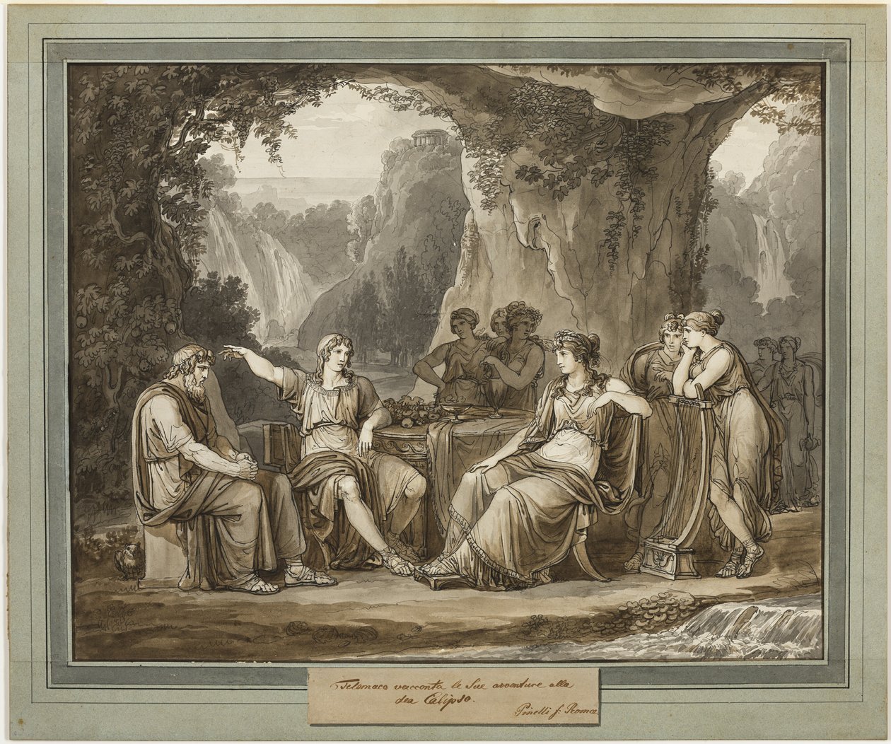 Telemaco Racconta le Sue Avventure alla Dea Calipso, da Le Avventure di Telemaco, Libro 1 da Bartolomeo Pinelli