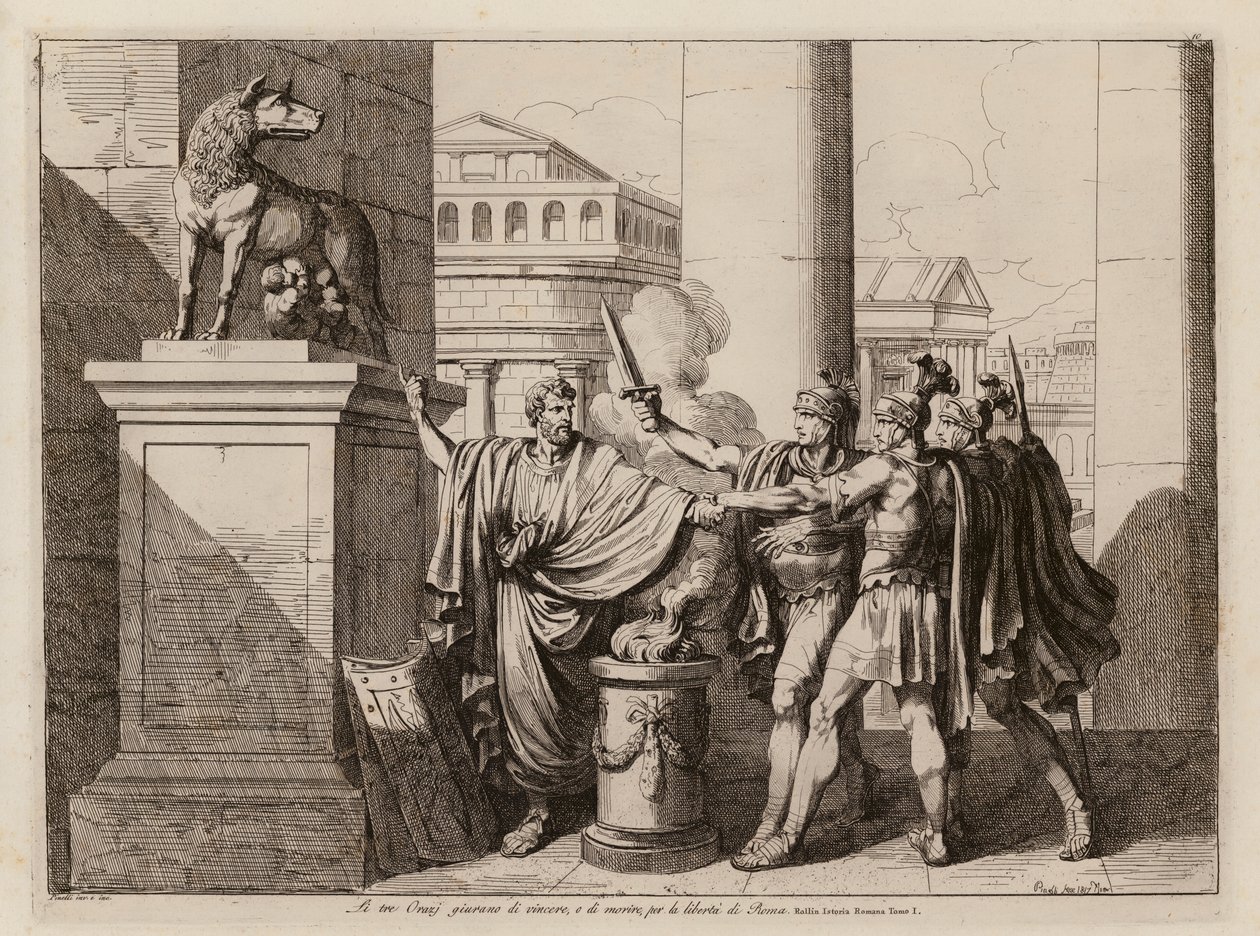 Il giuramento degli Orazi (acquaforte) da Bartolomeo Pinelli