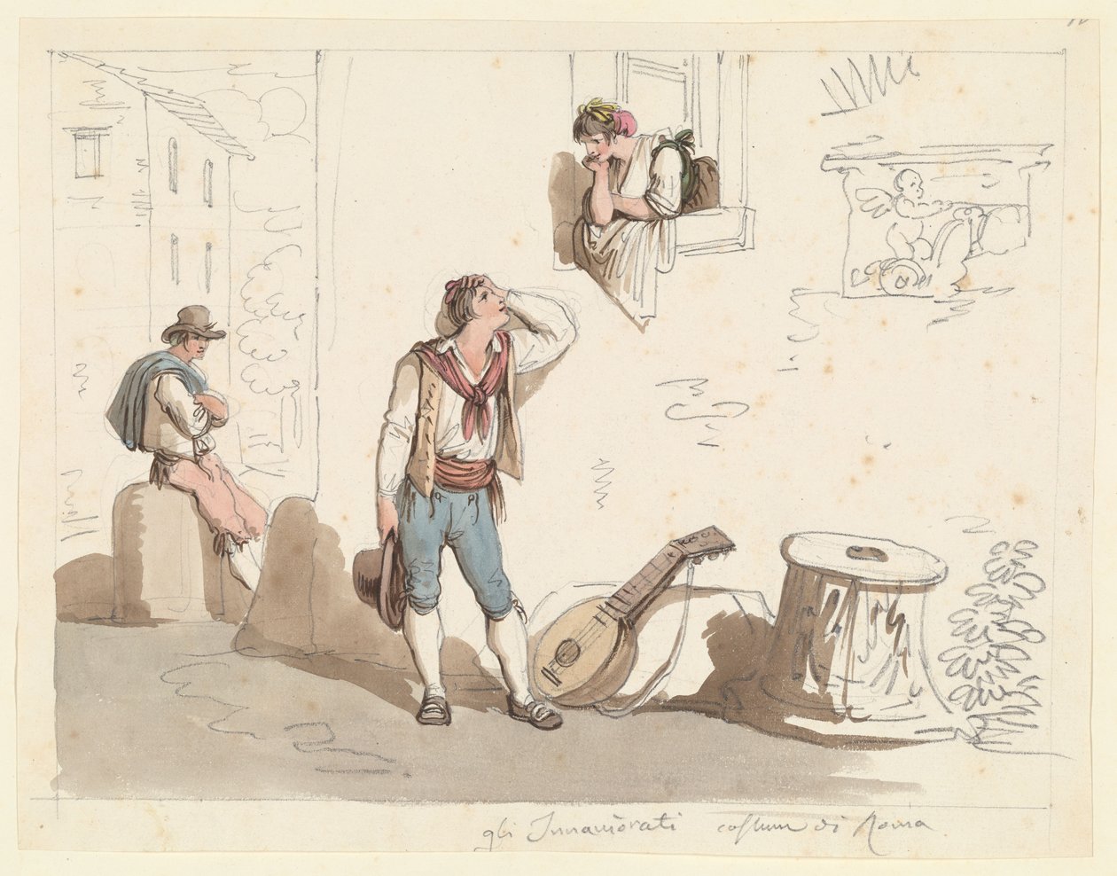La serenata, studio per costumi e usanze romane da Bartolomeo Pinelli