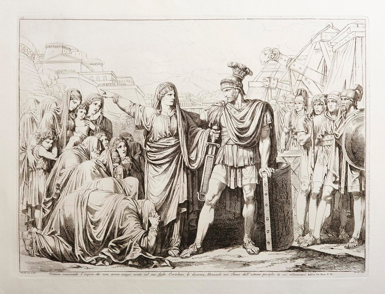 Veturia disarma suo figlio Coriolano, liberando Roma da un grave pericolo da Bartolomeo Pinelli