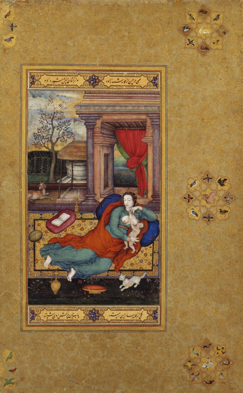 La Vergine e il Bambino, 1590, pagina di album c.1610 da Basawan