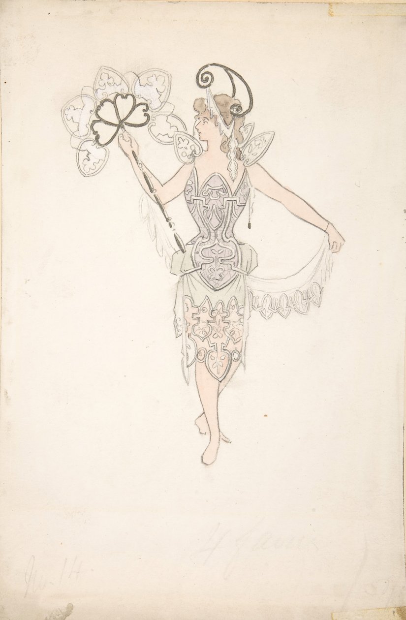 Costume per signora con ventaglio da Basil Crage