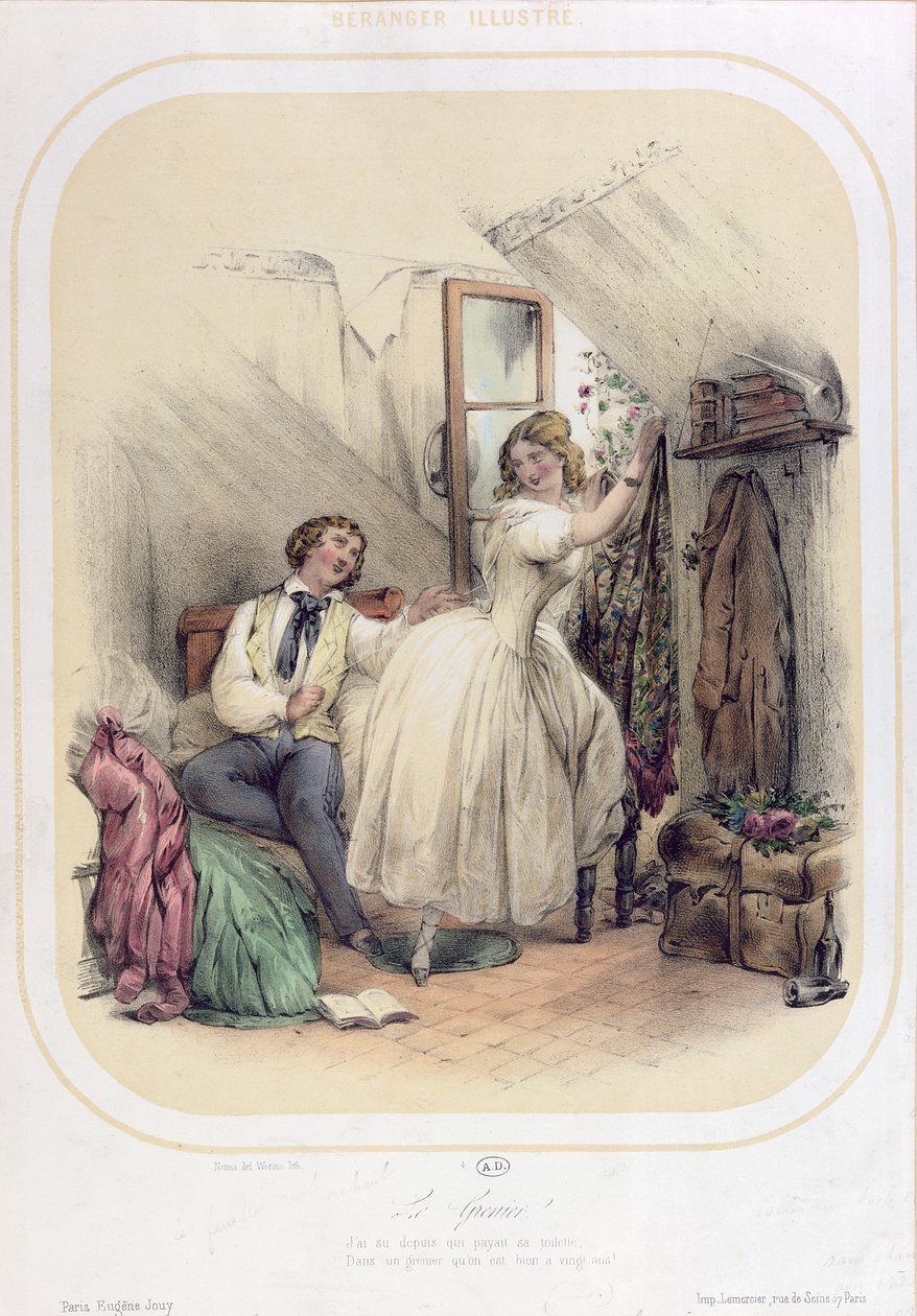 Illustrazione per la canzone Le Grenier di Pierre Jean de Beranger (1780-1857) da Bassaget Numa