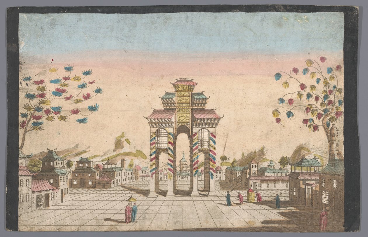 Arco di trionfo in una piazza di Canton da Basset