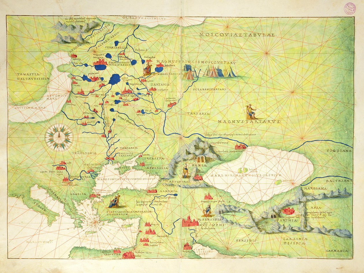 Europa e Asia Centrale, da un Atlante del Mondo in 33 Mappe, Venezia, 1 settembre 1553 da Battista Agnese