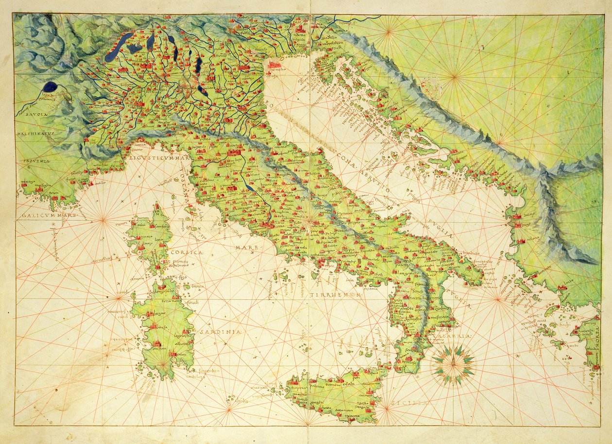 Italia, da un Atlante del Mondo in 33 mappe, Venezia, 1 settembre 1553 da Battista Agnese