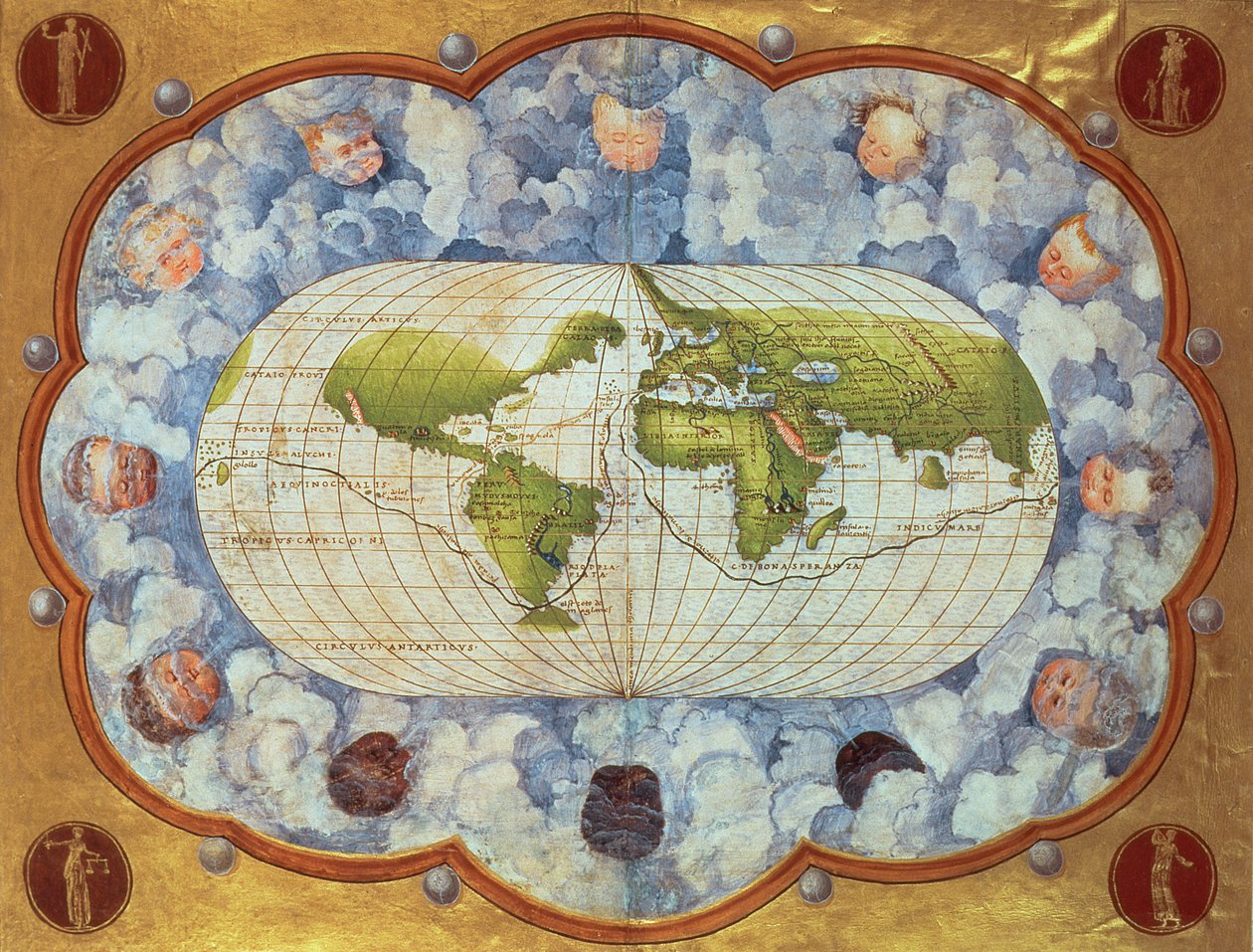 Mappa del viaggio mondiale di Magellano, una volta posseduta da Carlo V, 1545 da Battista Agnese
