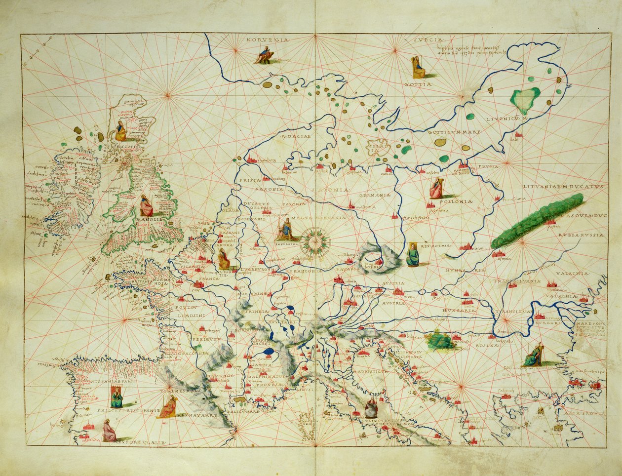 Il continente europeo, da un Atlante del Mondo in 33 mappe, Venezia, 1 settembre 1553 da Battista Agnese
