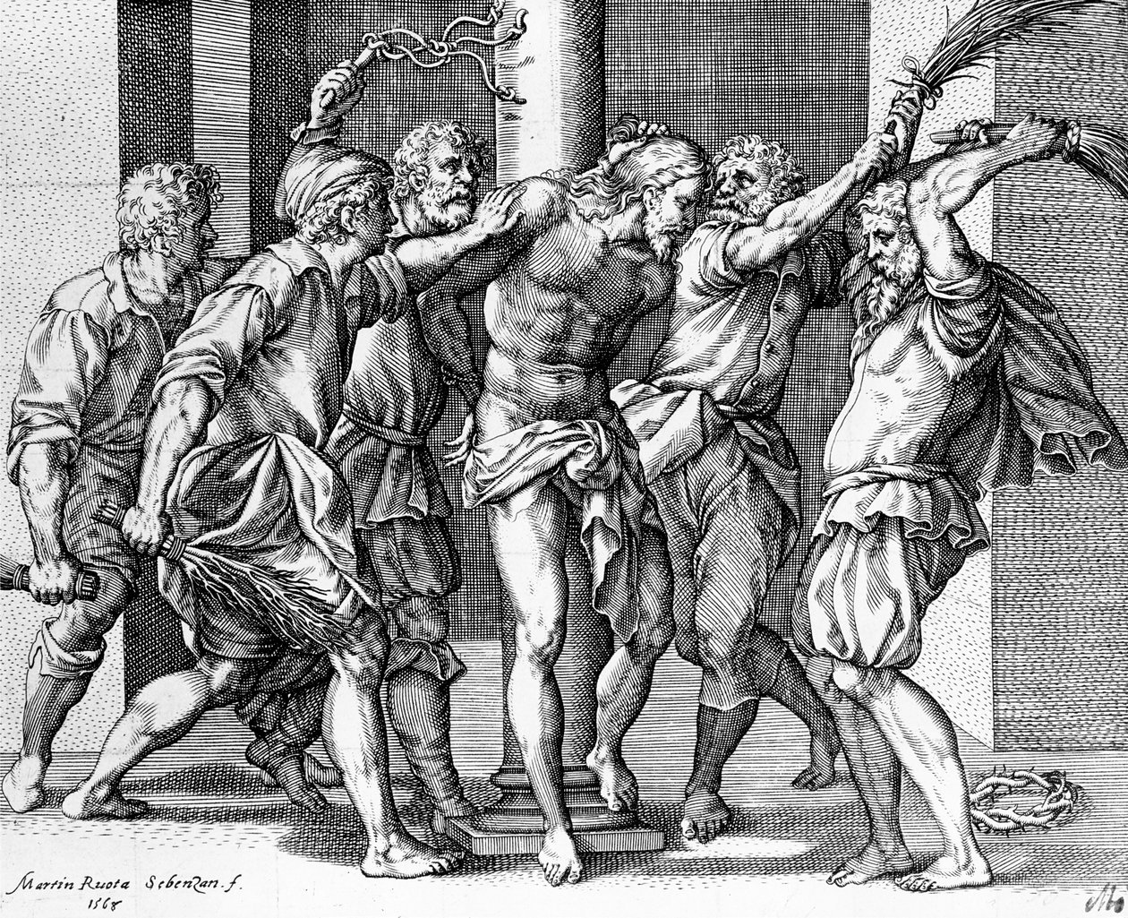La Flagellazione di Cristo, incisa da Martin Rota da Battista (after) Franco