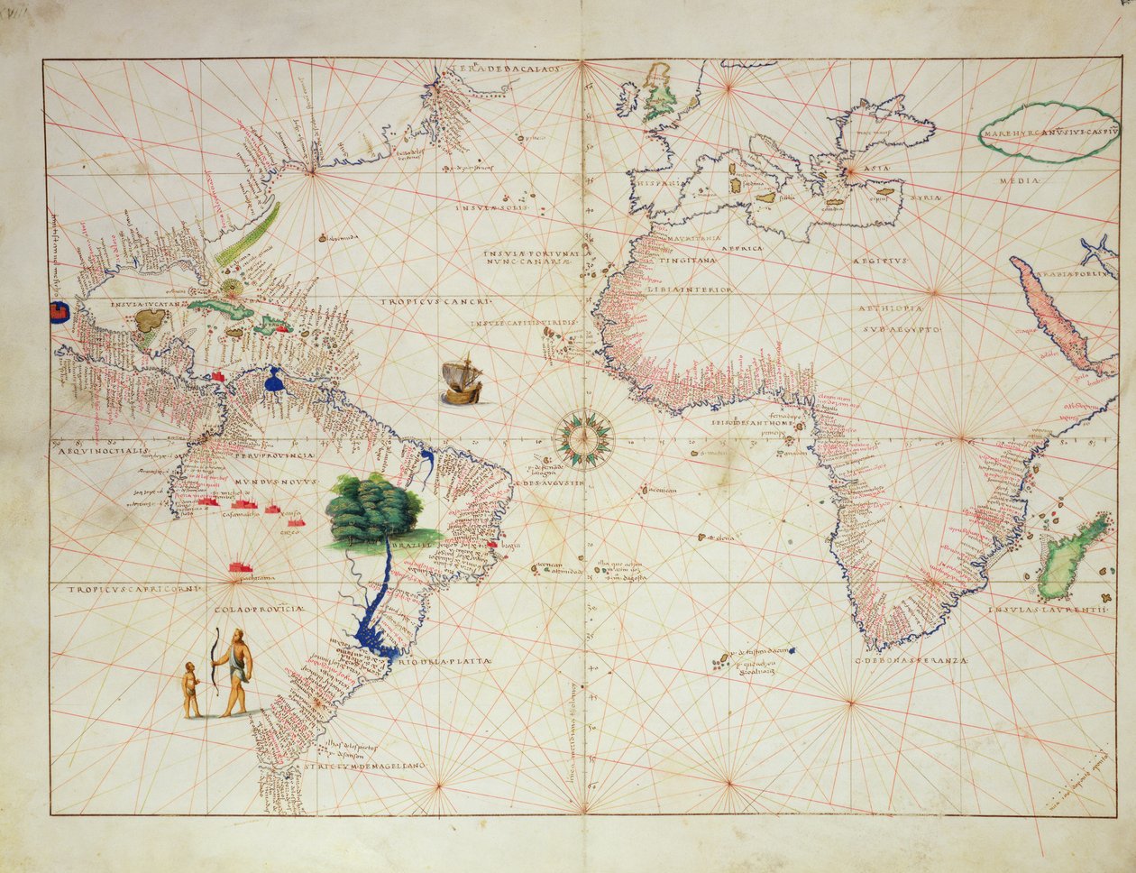 Il Nuovo Mondo, da un Atlante del Mondo in 33 Mappe, Venezia, 1 settembre 1553 da Battista Agnese