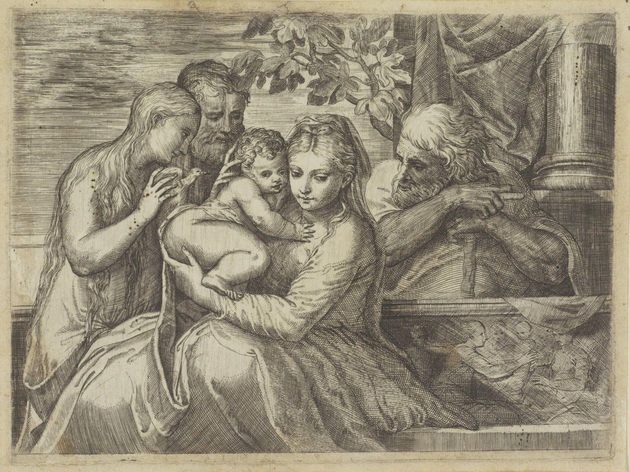 Sacra Famiglia con santi da Battista Angolo del Moro (attributed to)
