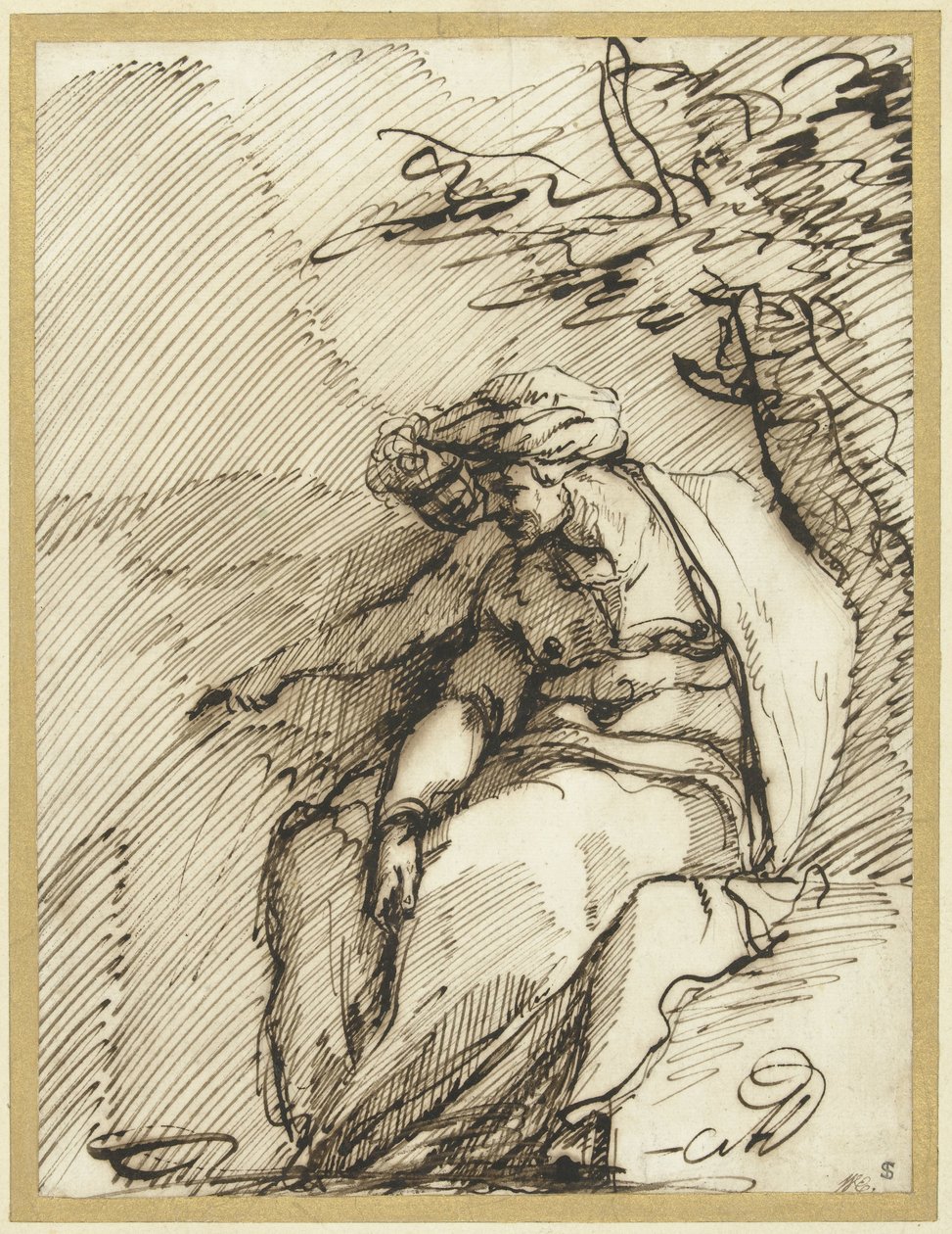 Sibilla con un genio sotto un albero da Battista Franco (possibly)