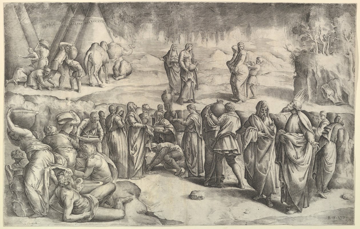 Gli Israeliti raccolgono la manna, ca. 1547 da Battista Franco Veneziano