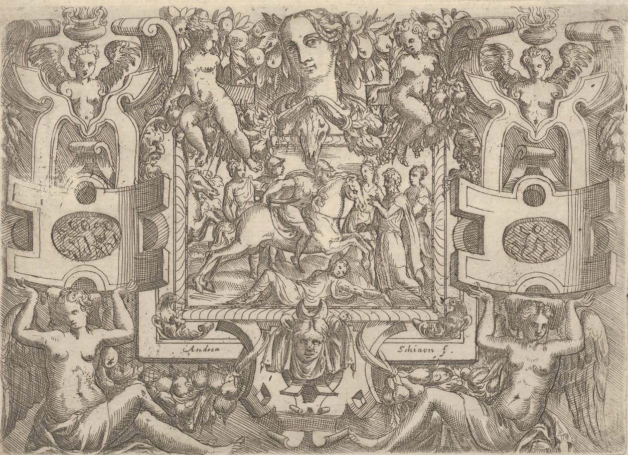 Figura a cavallo con una spada che cavalca sopra una figura sdraiata a terra, ca. 1540-80 da Battista del Moro