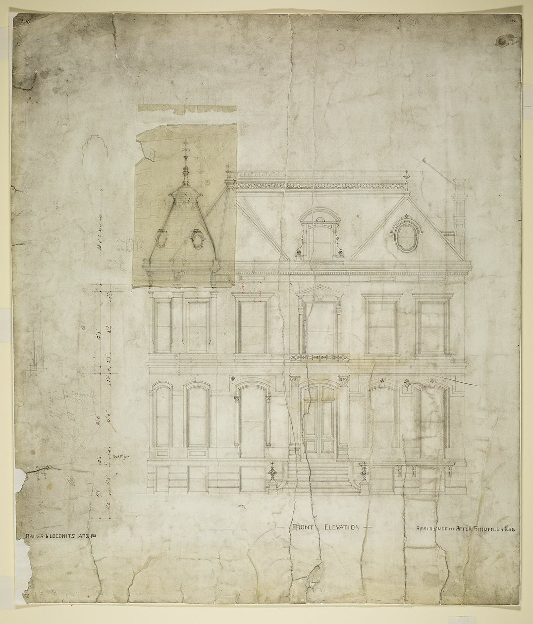 Casa di Peter Schuttler II, Chicago, Illinois, prospetto frontale da Bauer and Loebnitz