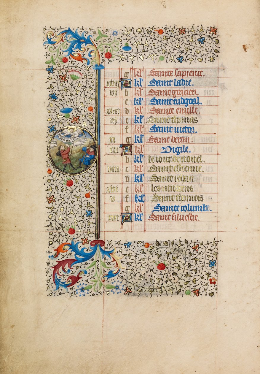 Pagina del calendario di dicembre; L