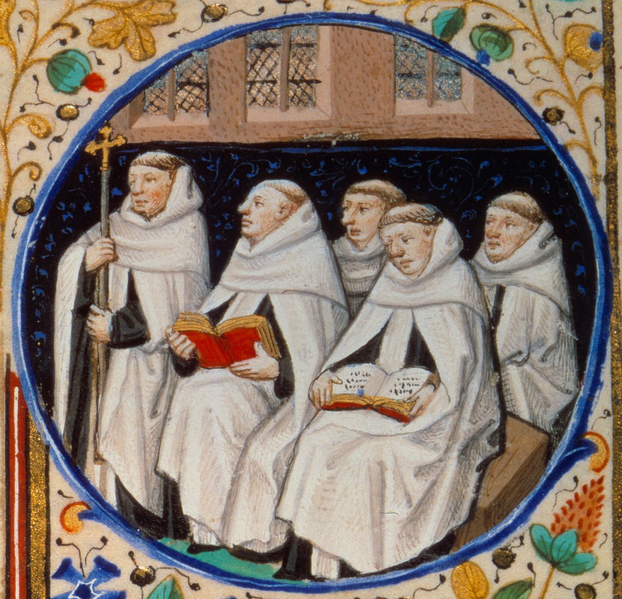 Scena di vita monastica. Dettaglio che rappresenta monaci dell