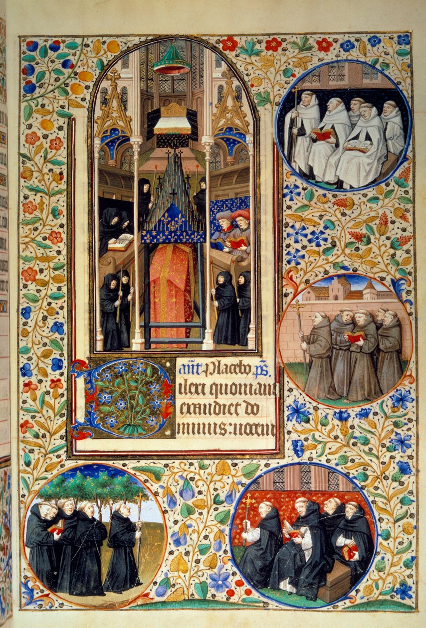 Scena di vita monastica. Nei medaglioni, dall