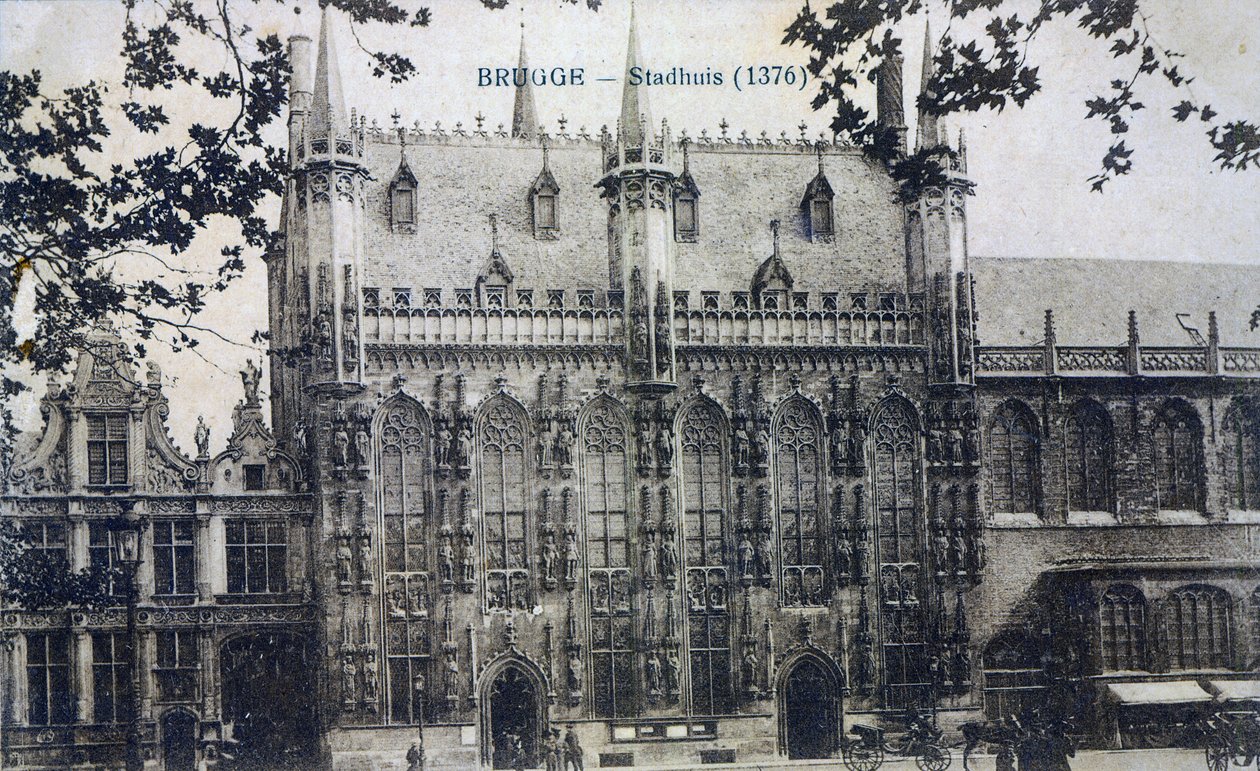 Cartolina raffigurante il Stadhuis a Bruges, c.1912 da Belgian Photographer