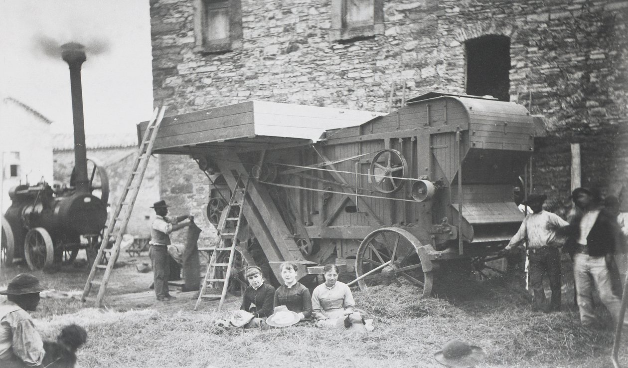 Macchina per la trebbiatura a vapore, Mons, 1883 da Belgian Photographer