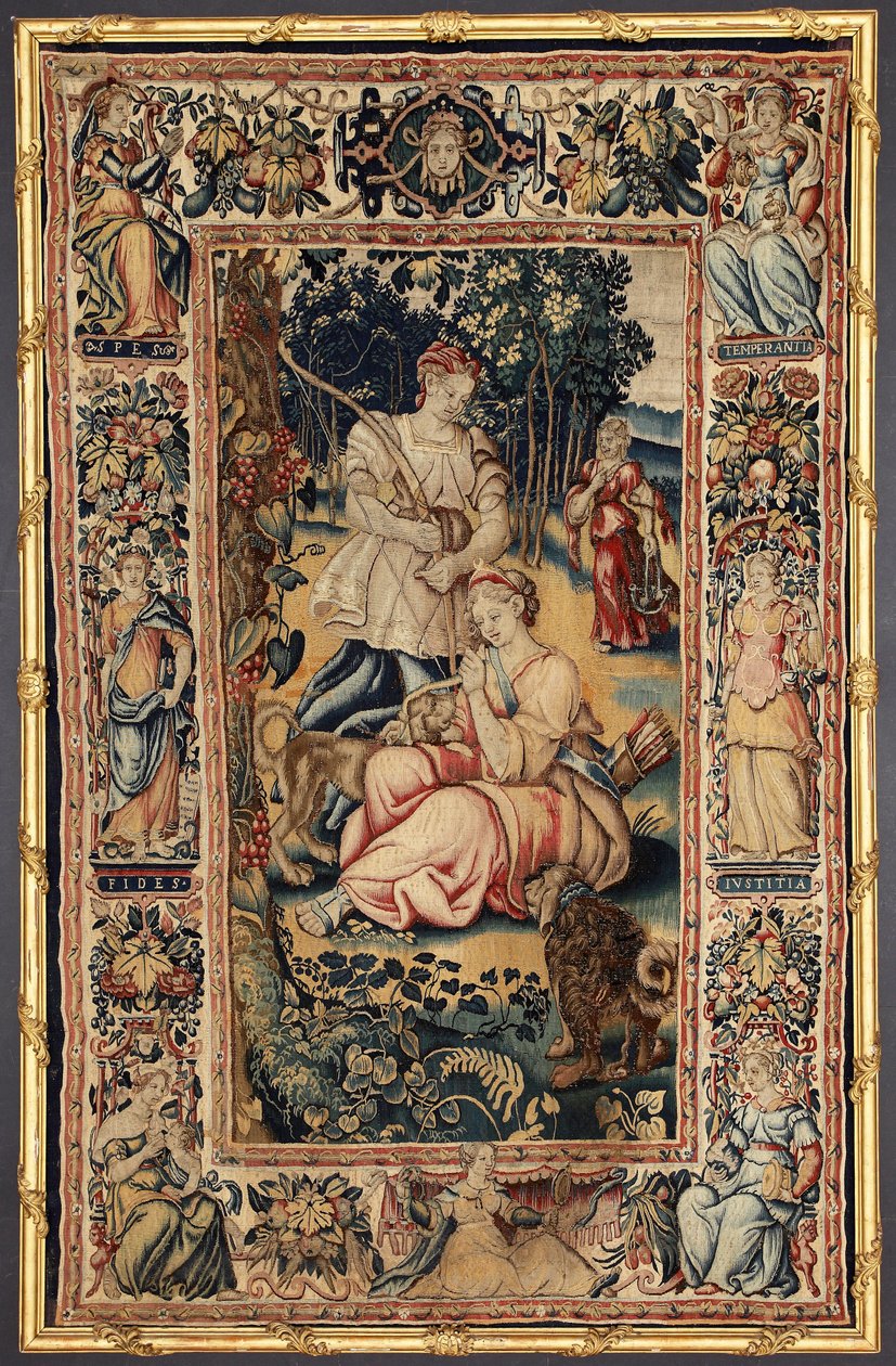 Dea della caccia Diana e Virtù. Arazzo realizzato nelle manifatture di Bruxelles. XVI secolo Genova, Musei di Strada Nuova da Belgian School