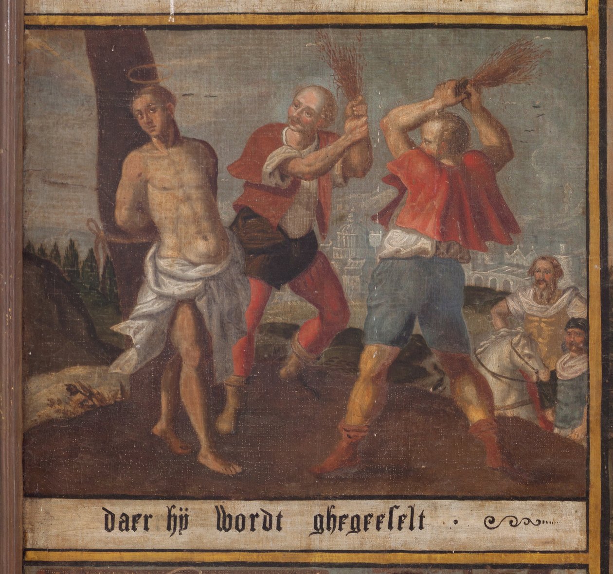 Maarke. Cappella (Sint-Vincentiuskapel). Interno. Dipinto. Il martirio di San Vincenzo. XIX secolo. (dettaglio) da Belgian School