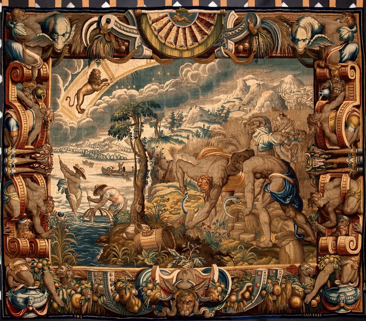 Mese di agosto: “Il raccolto” Arazzo di Jan Raes (attivo intorno al 1610-1631) realizzato nelle manifatture di Bruxelles. XVII secolo Genova, Musei di Strada Nuova da Belgian School