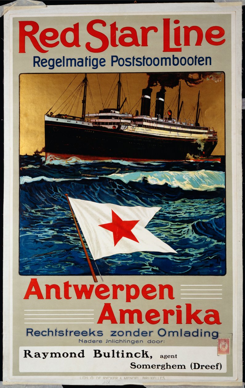 Red Star Line, Antwerpen America, c.1899 da Belgian School